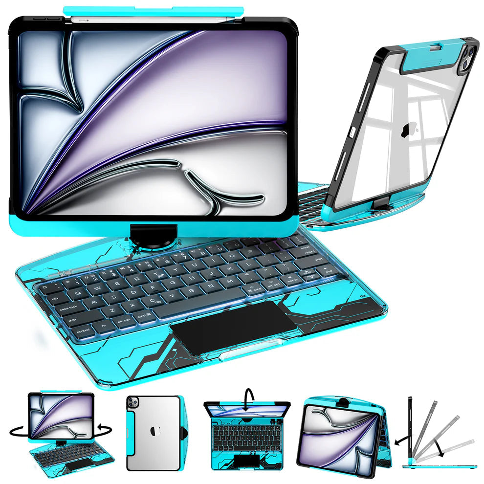 Transparent Black 360° Rotating iPad Keyboard Case