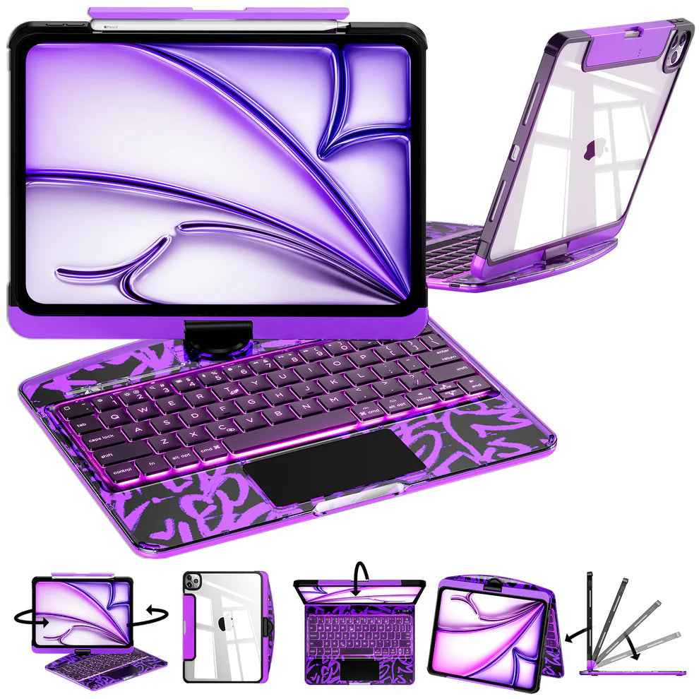Transparent Black 360° Rotating iPad Keyboard Case