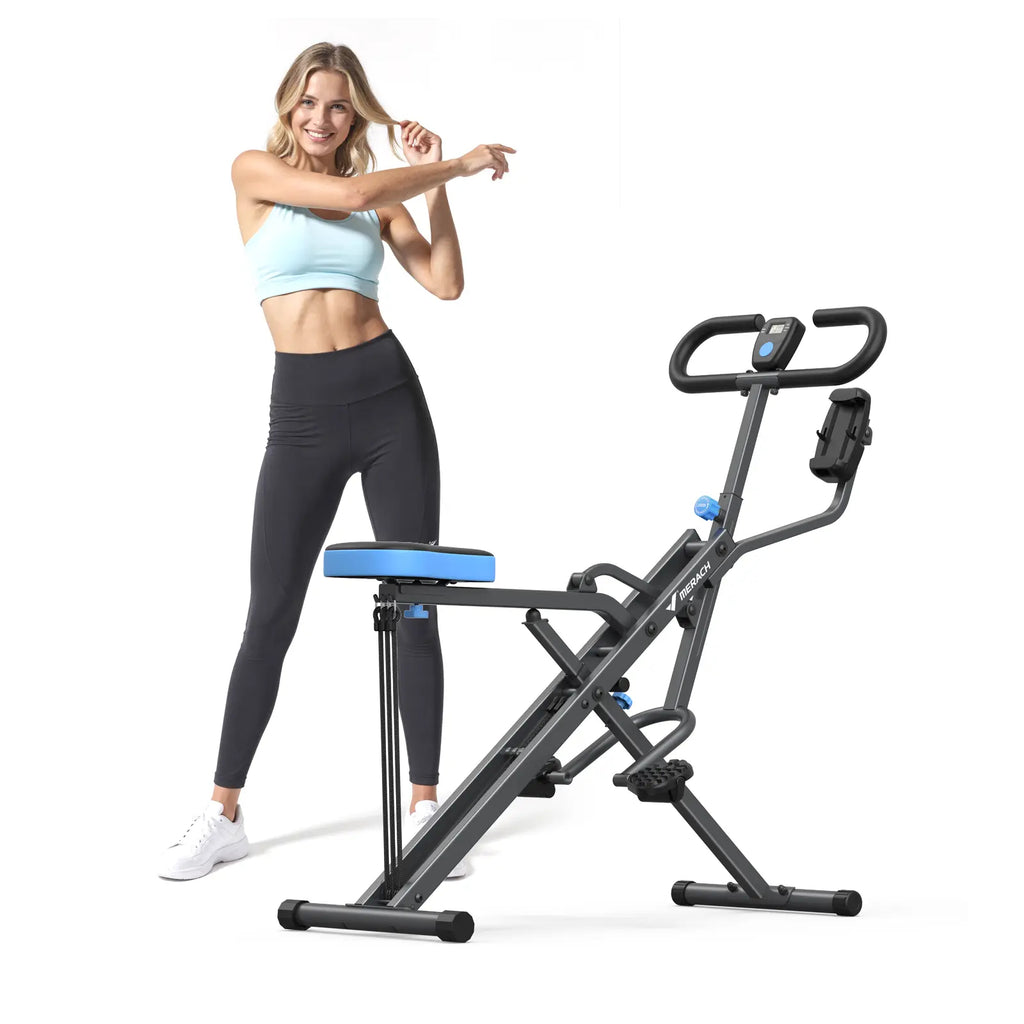 Adjustable Resistance 2-in-1 Squat Row Machine, 350LBS LCD Leg Glute Trainer for Women