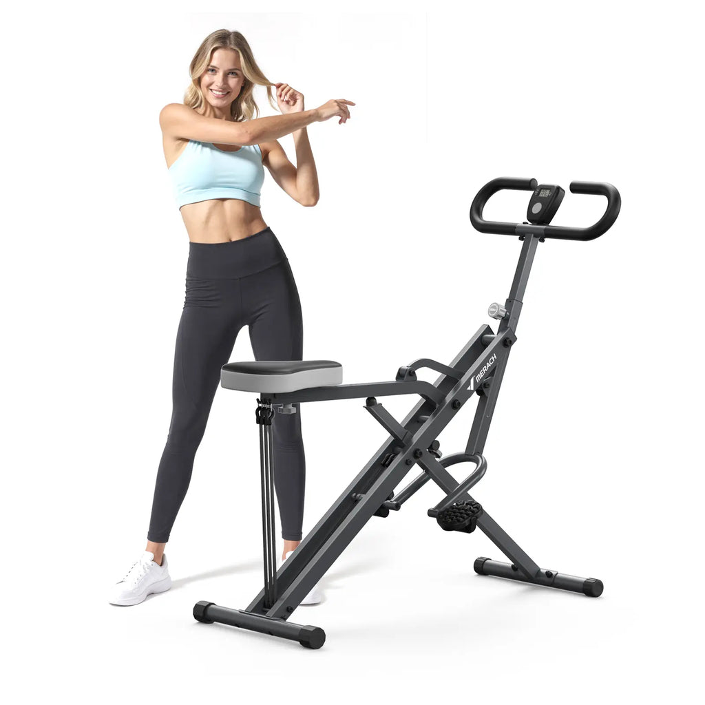 Adjustable Resistance 2-in-1 Squat Row Machine, 350LBS LCD Leg Glute Trainer for Women
