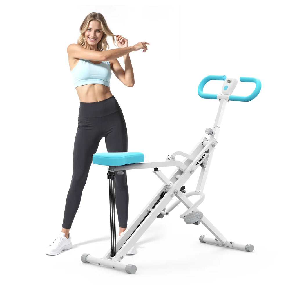 Adjustable Resistance 2-in-1 Squat Row Machine, 350LBS LCD Leg Glute Trainer for Women