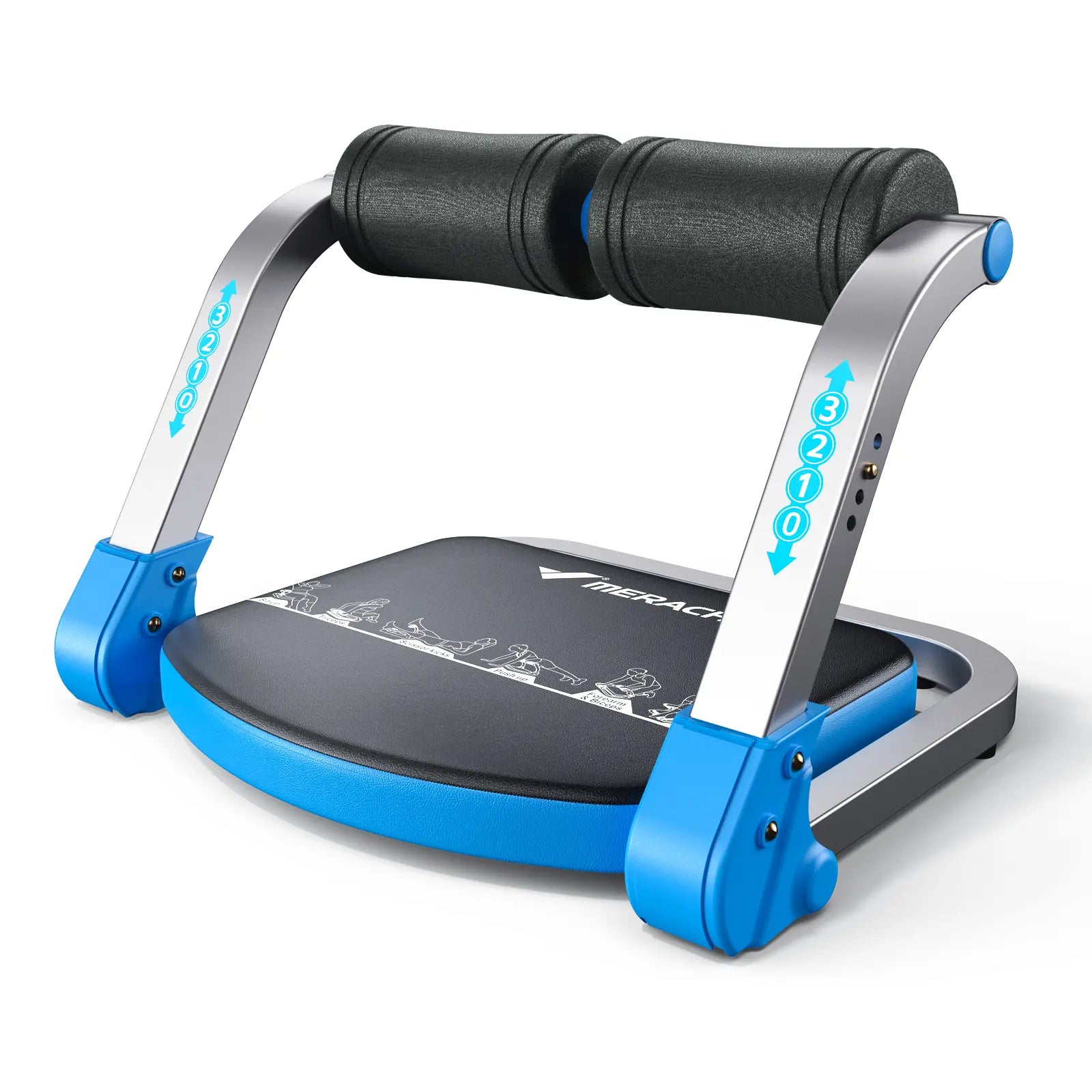 Space-Saving 3-Gear Roll-Up Core Trainer, Adjustable Sit-Up Exercise Equipment for Abs Muscle Building