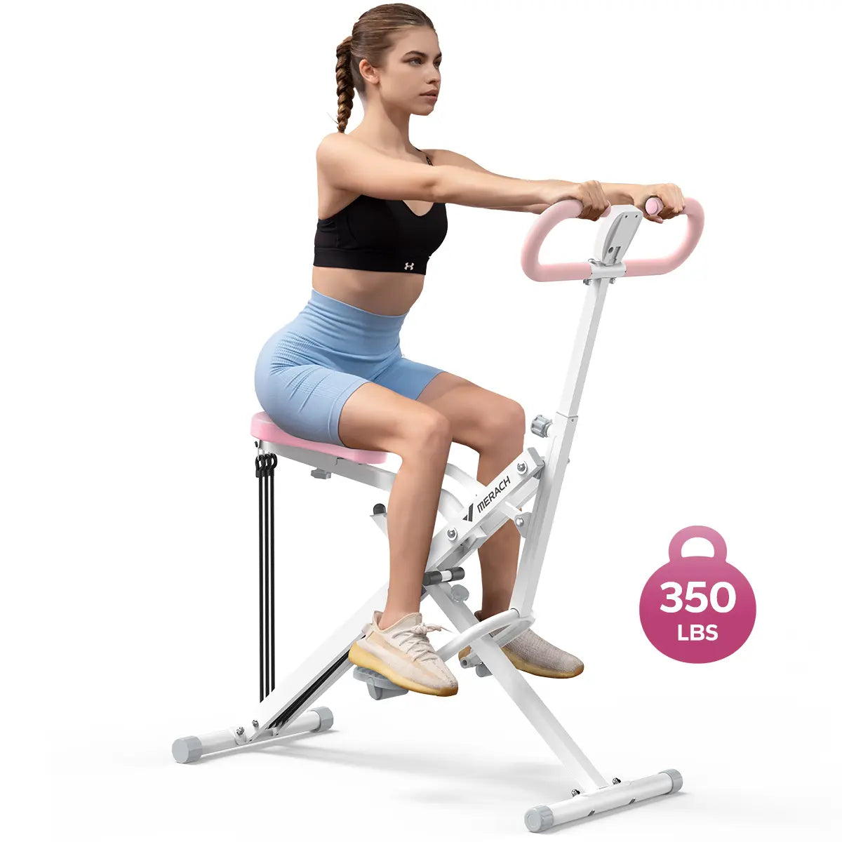 Adjustable Resistance 2-in-1 Squat Row Machine, 350LBS LCD Leg Glute Trainer for Women